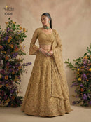 Alizeh 1082 E Golden Beige Heavy Embroidered Designer Lehenga