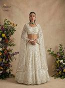 Alizeh 1082 D Ivory White Heavy Embroidered Designer Lehenga