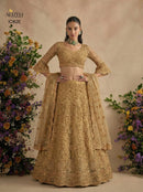 Alizeh 1082 E Golden Beige Heavy Embroidered Designer Lehenga