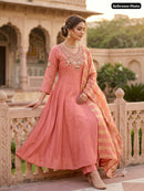 KR 431 Premium Mull Chanderi  Embroidery Work Suit