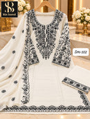 Bin Saeed SM 102 Heavy Roman Embroidery Work Pakistani Suit