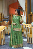 ND 5017 A Chinon Silk Material Sequence Embroidery Work Sharara Suit