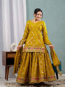 ND 5017 B Chinon Silk Material Sequence Embroidery Work Sharara Suit