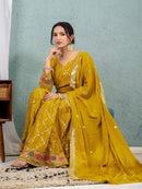 ND 5017 B Chinon Silk Material Sequence Embroidery Work Sharara Suit