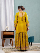 ND 5017 B Chinon Silk Material Sequence Embroidery Work Sharara Suit