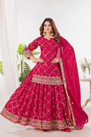 ND 5017 C Chinon Silk Material Sequence Embroidery Work Sharara Suit