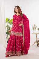 ND 5017 C Chinon Silk Material Sequence Embroidery Work Sharara Suit