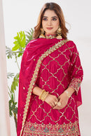 ND 5017 C Chinon Silk Material Sequence Embroidery Work Sharara Suit