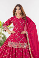 ND 5017 C Chinon Silk Material Sequence Embroidery Work Sharara Suit