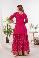 ND 5017 C Chinon Silk Material Sequence Embroidery Work Sharara Suit