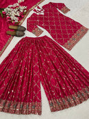 ND 5017 C Chinon Silk Material Sequence Embroidery Work Sharara Suit