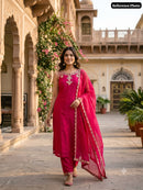 KR 430 A Designer Pure Mul Chanderi Embroidery Work Suit