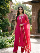KR 430 A Designer Pure Mul Chanderi Embroidery Work Suit