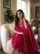 KR 430 A Designer Pure Mul Chanderi Embroidery Work Suit