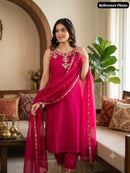 KR 430 A Designer Pure Mul Chanderi Embroidery Work Suit