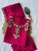 KR 430 A Designer Pure Mul Chanderi Embroidery Work Suit
