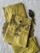KR 430 B Designer Pure Mul Chanderi Embroidery Work Suit