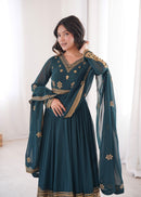 SP 104 C Faux Georgette Designer Embroidered Work Anarkali Suit