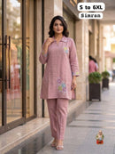 NN 15 B Simran Pink Cotton Embroidered Work Co Ord Set