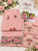 Motifz 5543 A Pure Camric Cotton Embroidery Work Pakistani Suit