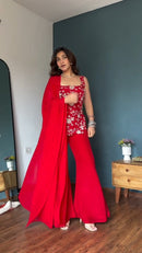 FD 1019 C Georgette Floral Embroidered Thread Work Suit
