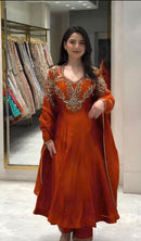 AD 252 Pure Roman Silk Embroidery Work Designer Gown