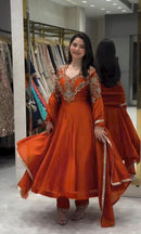 AD 252 Pure Roman Silk Embroidery Work Designer Gown