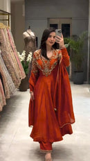 AD 252 Pure Roman Silk Embroidery Work Designer Gown