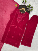 KC 007 A Fox Blooming Georgette Embroidery Work Suit