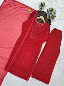 KC 007 B Fox Blooming Georgette Embroidery Work Suit