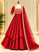 AD 253 A Pure Fandy Crush Silk Embroidery Work Designer Gown