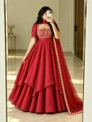 AD 253 A Pure Fandy Crush Silk Embroidery Work Designer Gown