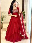 AD 253 A Pure Fandy Crush Silk Embroidery Work Designer Gown