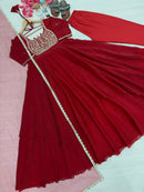 AD 253 A Pure Fandy Crush Silk Embroidery Work Designer Gown
