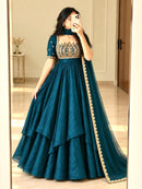 AD 253 B Pure Fandy Crush Silk Embroidery Work Designer Gown