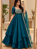 AD 253 B Pure Fandy Crush Silk Embroidery Work Designer Gown