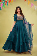 AD 253 B Pure Fandy Crush Silk Embroidery Work Designer Gown