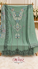 Motifz 5539 A Siffon Embroidery Khatli Work Pakistani Suit