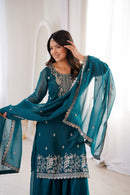 KB 295 B Heavy Pure Soft Crunchy Silk Designer Suit