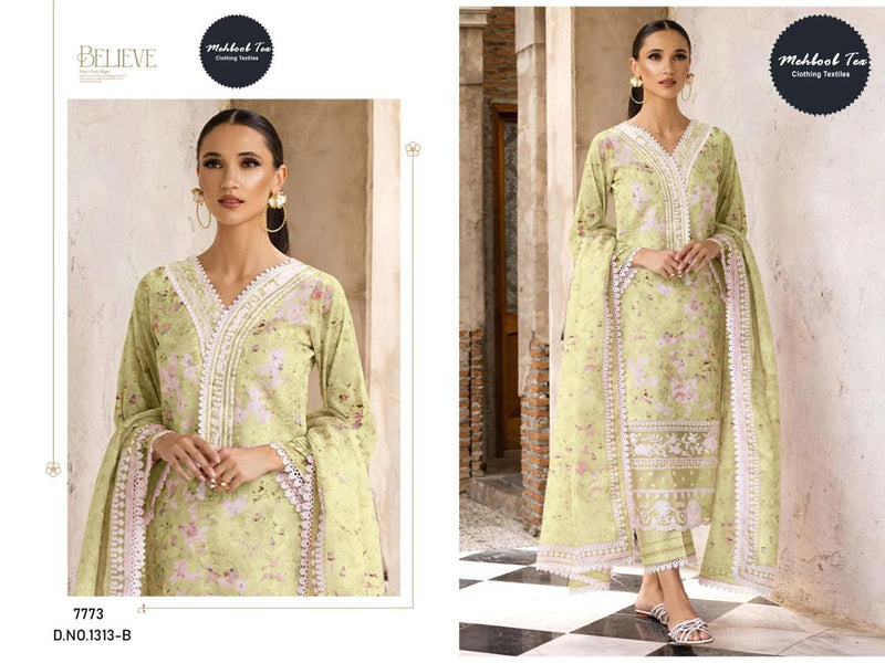 Mehboob Tex 1313 B Pure Cotton Print With Exclusive Embroidery Worked Pakistani Suits