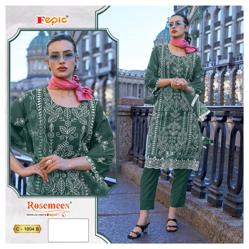 Fepic Rosemeen C 1894 B Organza Embroidered Worked Pakistani Suits