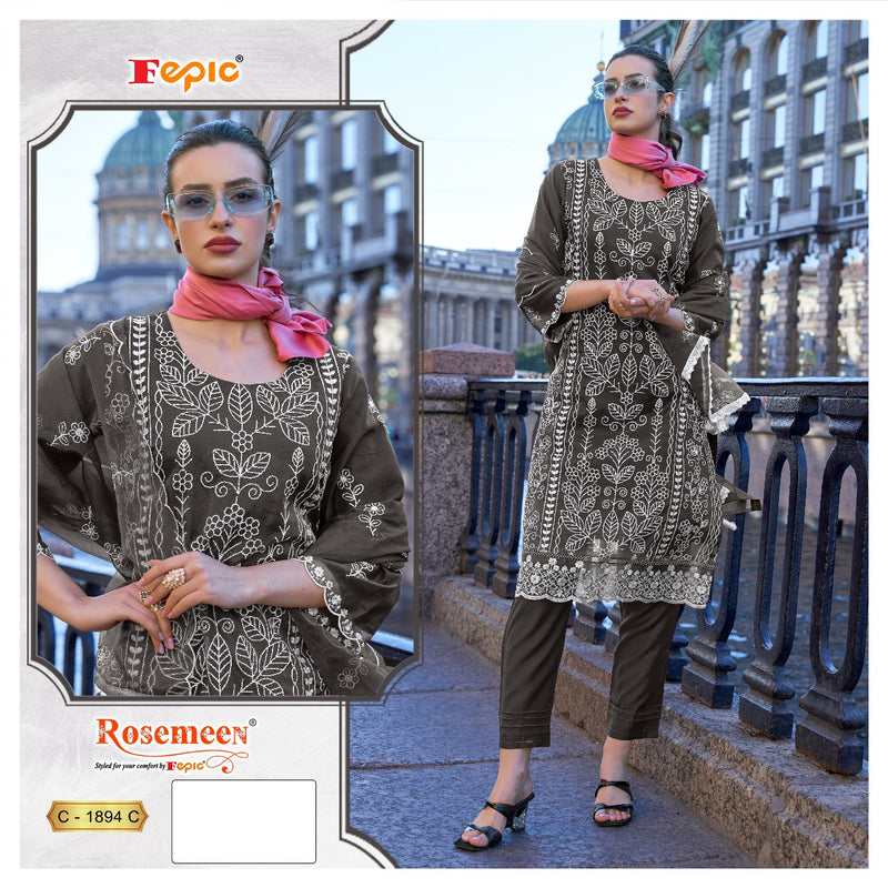 Fepic Rosemeen C 1894 C Organza Embroidered Worked Pakistani Suits