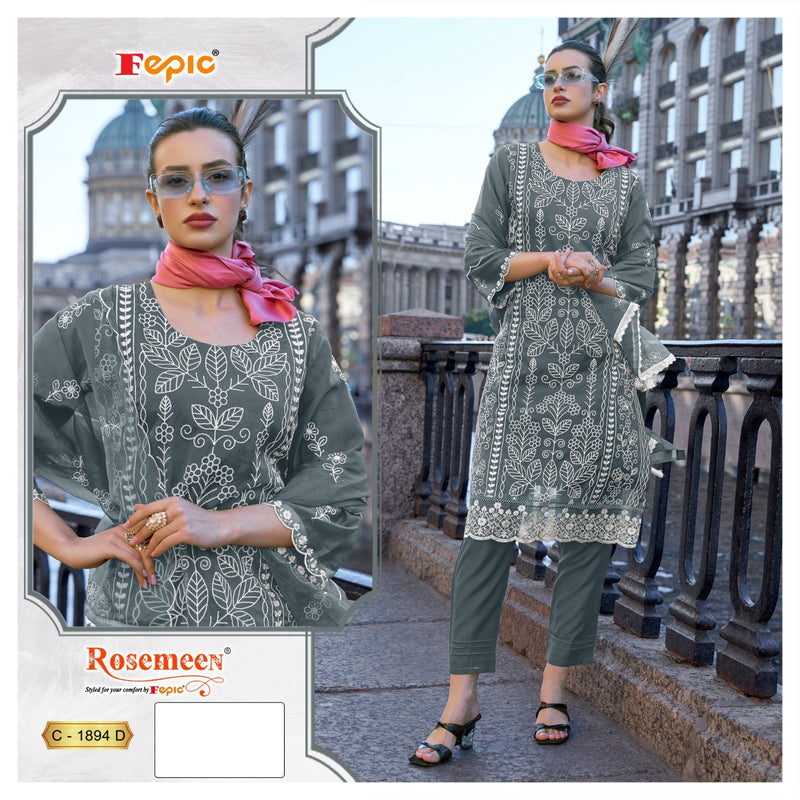 Fepic Rosemeen C 1894 D Organza Embroidered Worked Pakistani Suits