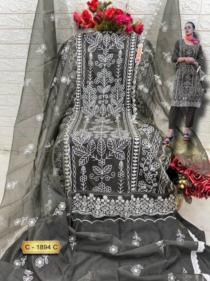 Fepic Rosemeen C 1894 C Organza Embroidered Worked Pakistani Suits