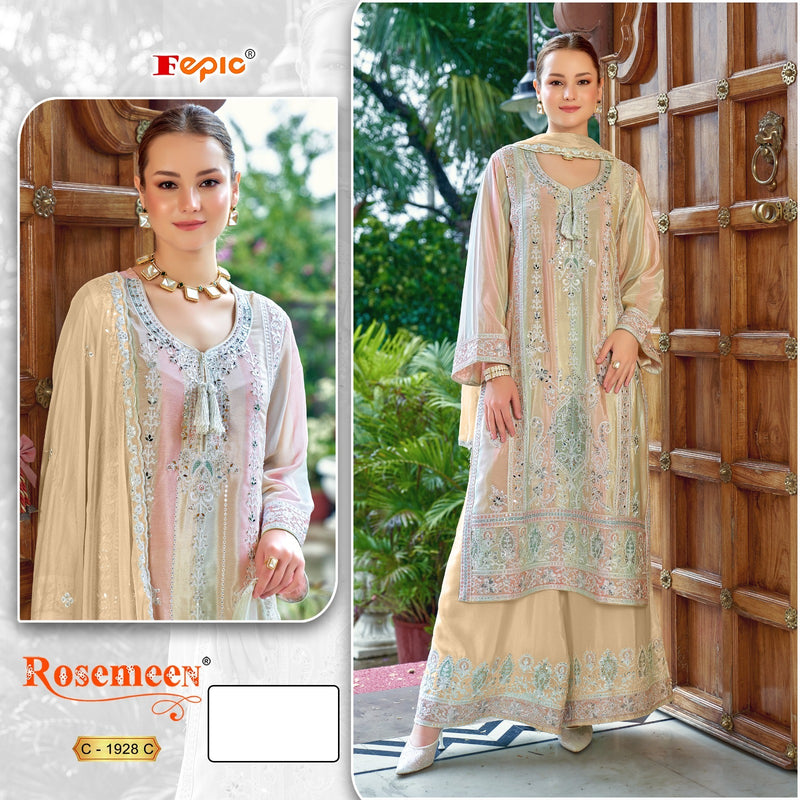 Fepic Rosemeen C 1928 C Chinon Heavy Embroidered With Handwork Pakistani Suits