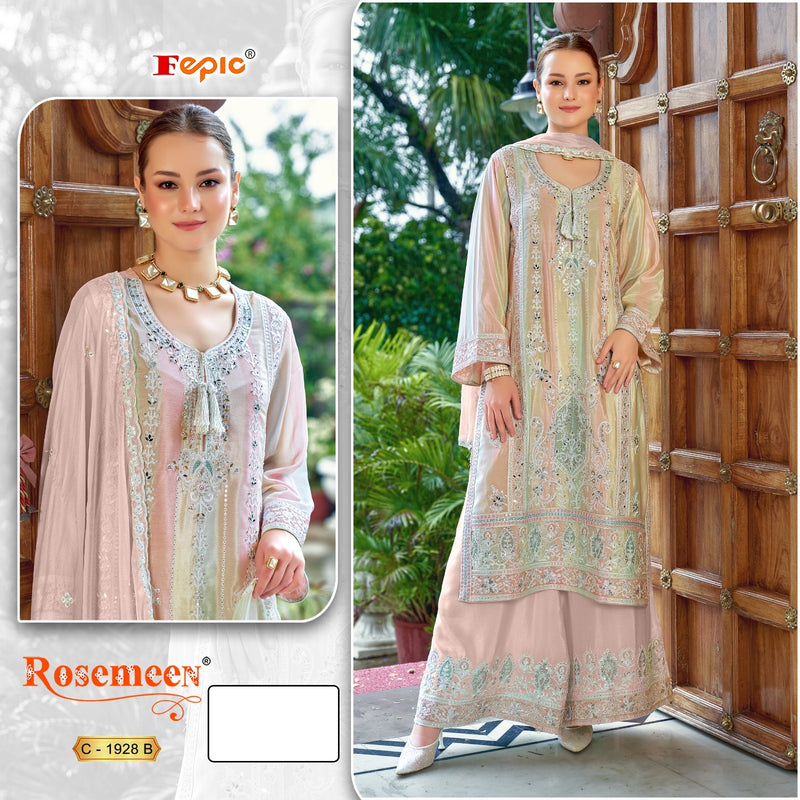 Fepic Rosemeen C 1928 B Chinon Heavy Embroidered With Handwork Pakistani Suits