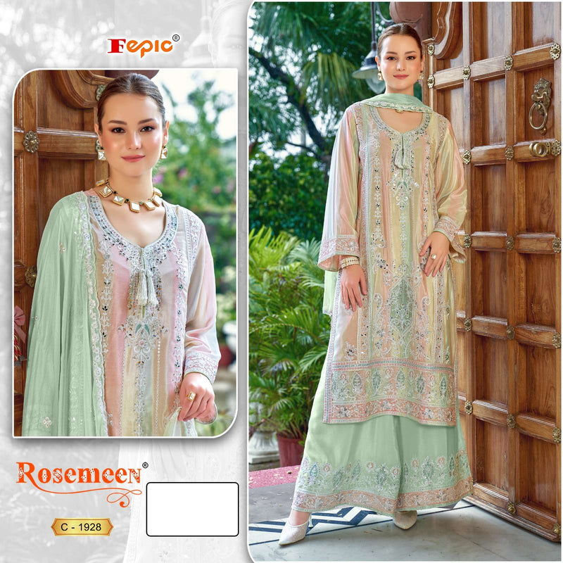 Fepic Rosemeen C 1928 Chinon Heavy Embroidered With Handwork Pakistani Suits