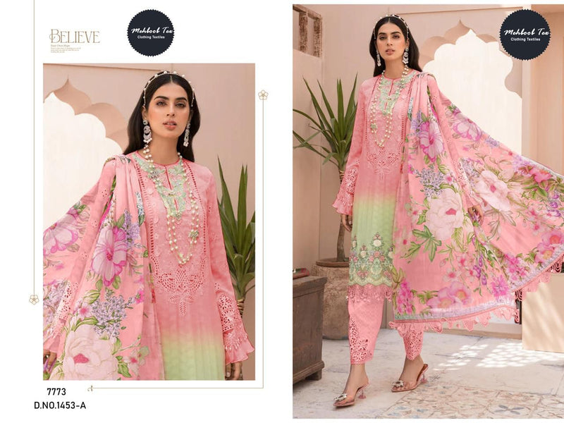 Mehboob Tex 1453 A  Pure Cotton Print With Exclusive Patch Embroidery Worked Pakistani Suits