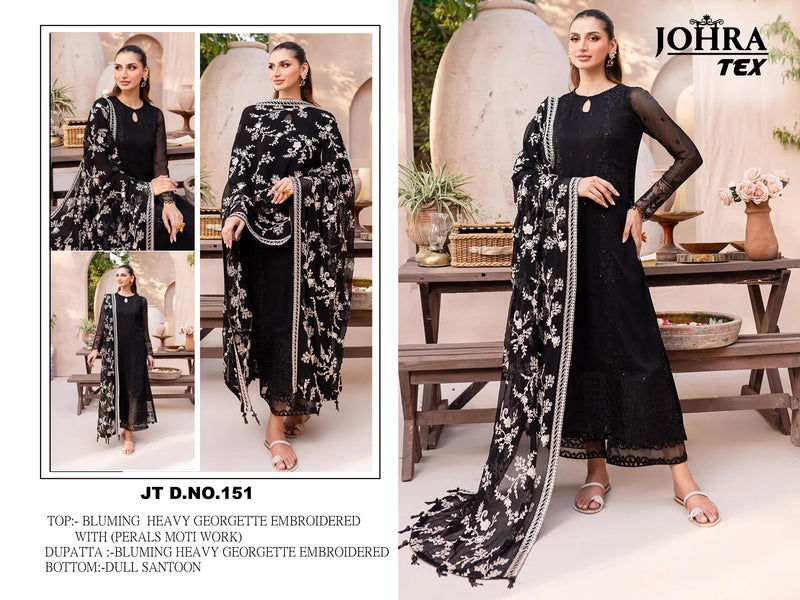Johra Tex Jt 151 Heavy Bluming Georgette Front An Back Embroidered Worked Pakistani Suits