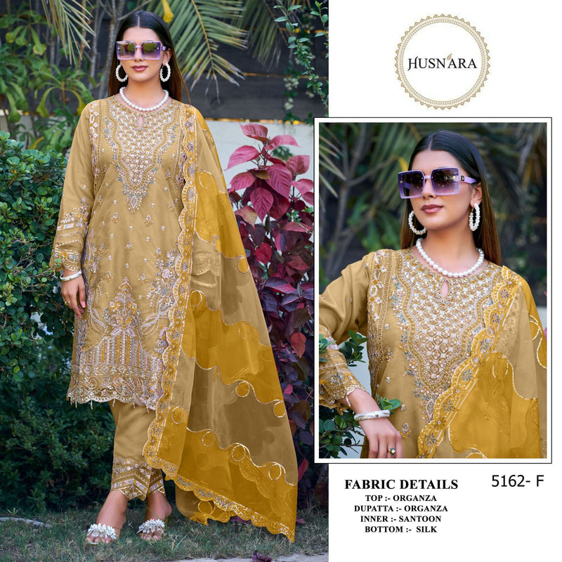 Husnara 5162 F Organza With Heavy Embroidery Worked Pakistani Suits